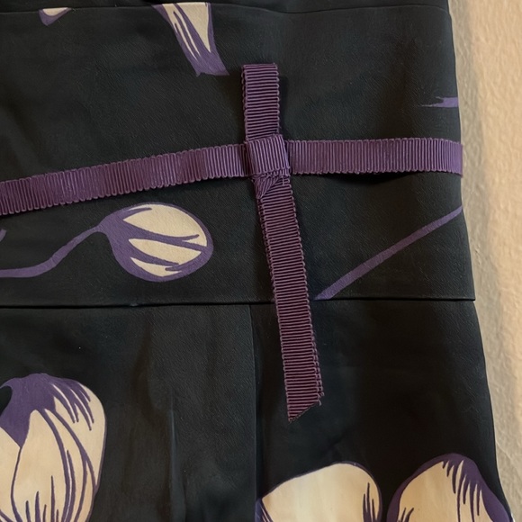 Karen Millen England Strapless Floral Ribbon Corset Dark Purple Black Top 8 - Picture 3 of 14